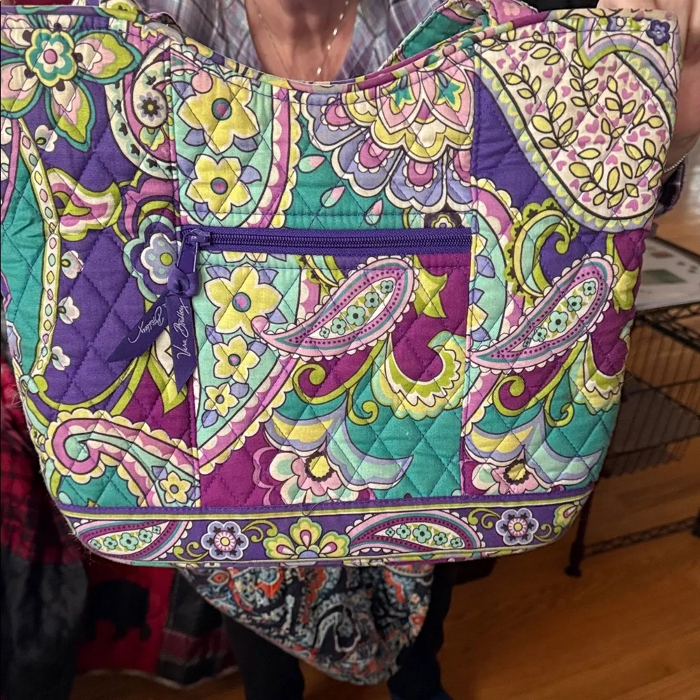 Vera Bradley Paisley Tote in Purple and Green - Picture 2 of 3